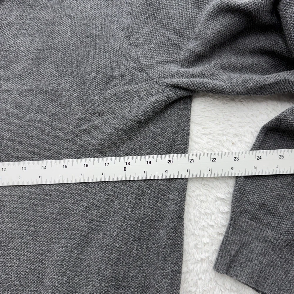 Brooks Brothers Mens Grey Cotton‎ Cashmere Quarter Zip Sweater Large Textured L